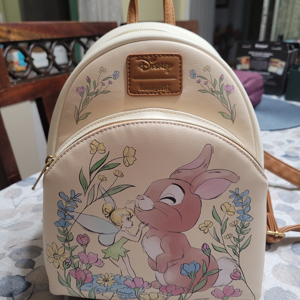 Disney Loungefly Cream Backpack with Tinker Bell and Thumper